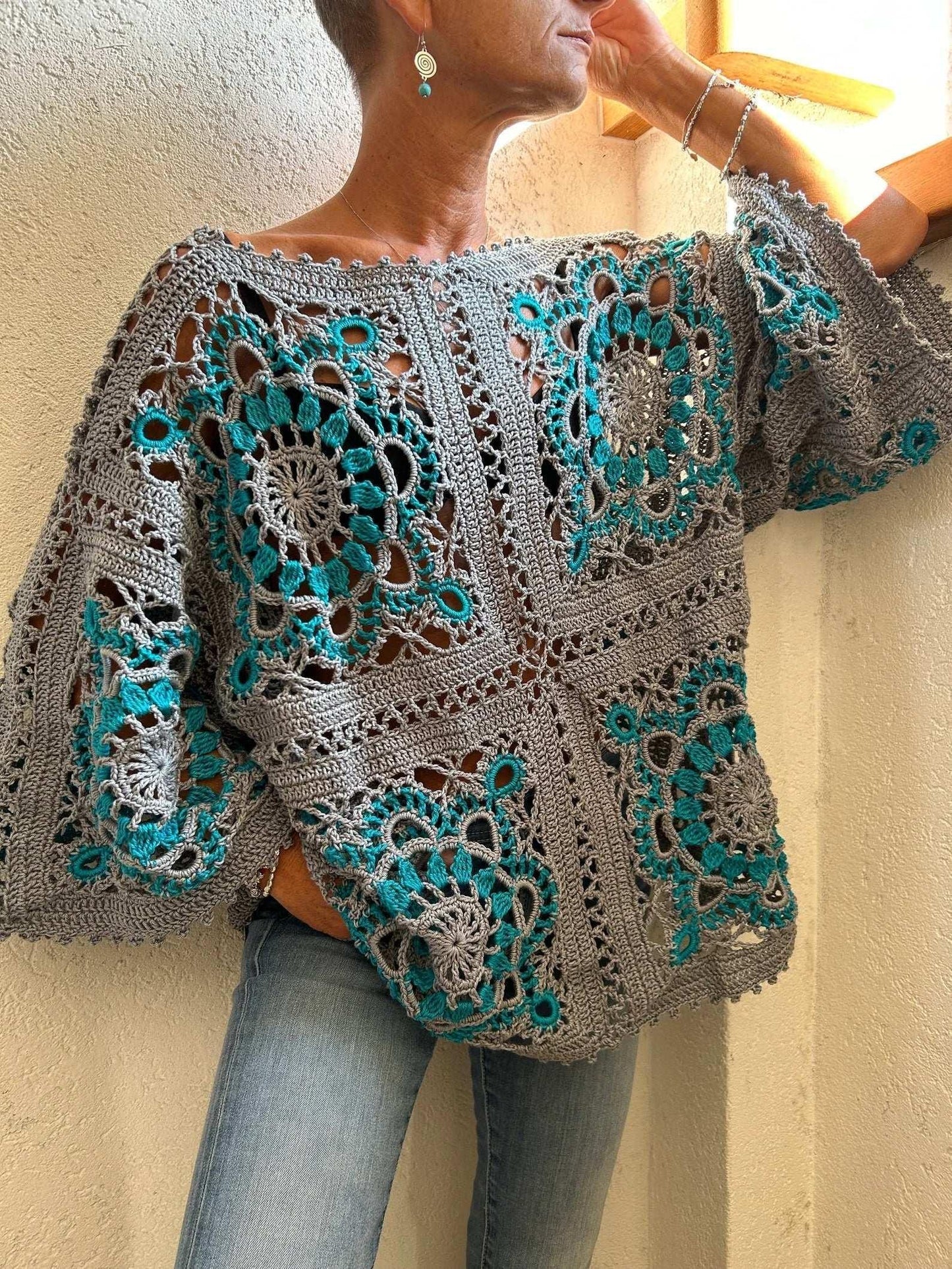 TinyKnocts® crochic Pattern Cardigan TinyKnocts - CLAS TOP Granny Square 🧶