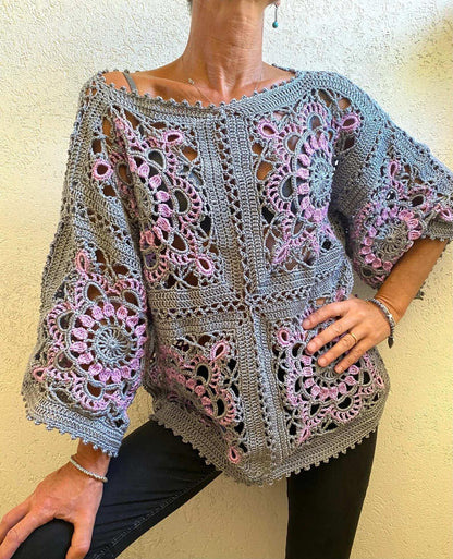 TinyKnocts® crochic Pattern Cardigan TinyKnocts - CLAS TOP Granny Square 🧶